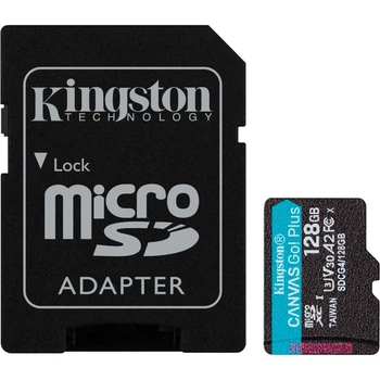 Карта пам'яті Kingston 128GB microSDXC сlass 10 UHS-I U3 V30 A2 Canvas Go Plus G4 (SDCG4/128GB)