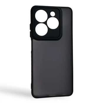 Чехол для Tecno Spark 20 черный матовый полупрозрачный (бампер, защита камеры)