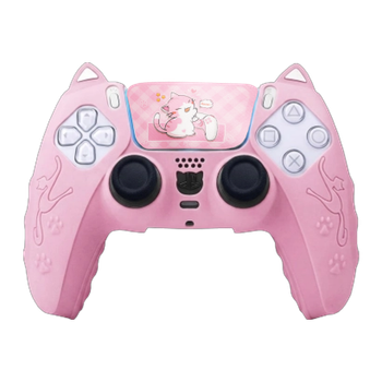 Чехол Силиконовый RMC PlayStation 5 Kitty + Touch Pad Sticker Pink