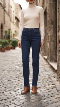Жіночі сині прямі джинси esmara high waist ankle (40 (EU) / 46 (UA) / M)