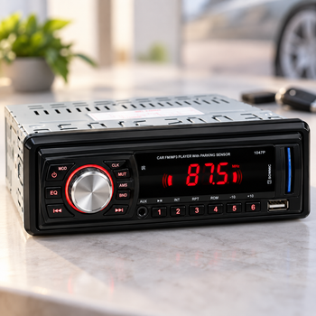 Автомагнитола 1047P + парктроник на 4 датчика / Магнитола в авто 1DIN / Автомагнитола MP3
