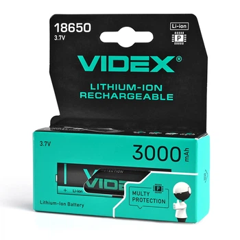 Акумулятор Videx літій-іонний 18650-P (захист) 3000mAh color box/1шт VIDEX (24450-000)