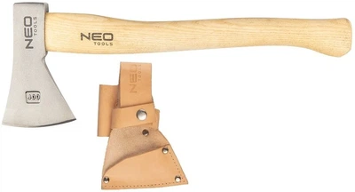 Универсальный топор Neo Tools Bushcraft, рукоятка ясень, 34.5 см, 400 г, кожаный чехол.