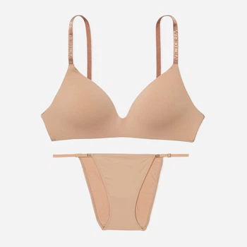 Комплект женского белья (бюстгальтер + трусики-бикини) Victoria's Secret 33846610 34C/M Бежевый (1161309135)