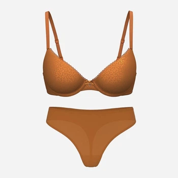 Комплект жіночої білизни (бюстгальтер + трусики-танга) Victoria's Secret 74933413 34D/M Коричневий (1161536859)