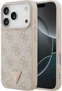 Чохол для смартфона Guess Leather 4G Triangle Strass MagSafe для Apple iPhone 18 Pro / Apple iPhone 17 Pro Pink (3666339652401)