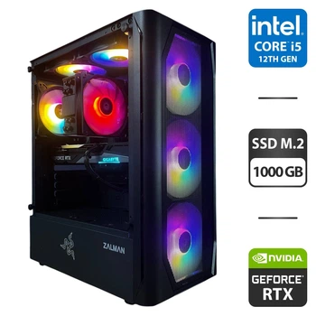 Игровой ПК Zalman N4 Black RGB Tower / Intel Core i5-12400F (6 (12) ядер по 2.5 - 4.4 GHz) / 16 GB DDR4 / 1000 GB SSD M.2 / nVidia GeForce RTX 3060 Ti, 8 GB GDDR6, 256-bit / 750W б/у