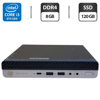 Неттоп HP ProDesk 600 G4 Desktop Mini USFF / Intel Core i3-8100T (4 ядра по 3.1 GHz) / 8 GB DDR4 / 120 GB SSD / Intel UHD Graphics 630 / Блок питания б/у