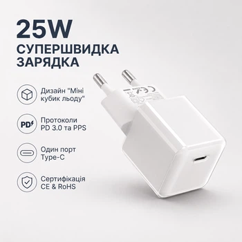 Зарядний пристрій 25W Type - c Power Adapter зарядний пристрій для айфону iPhone Apple