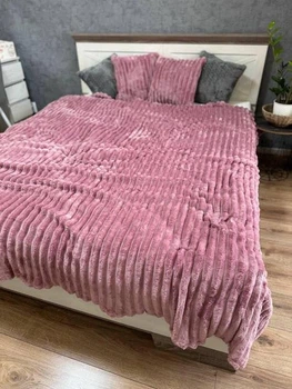 Теплое велюровое плед-покрывало Шарпей на овчинке евро размера 200x230 (розовый) (WOOLL2)