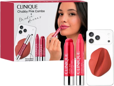 Zestaw Clinique Chubby Stick Pink Claudia Arenas Uchwyt na balsam 1 szt + Balsam do policzków 6 g + Balsam do ust 3 g (192333360897)