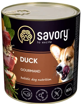 Вологий корм для дорослих собак Savory з качкою 800 г (30488) (4820232630488)