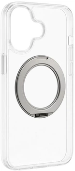 Etui na smartfon Apple iPhone 17 Evelatus Hybird Case With Magsafe PC+TPU 360 Metal Stand Transparent (EVEAPP17HCM360MST)