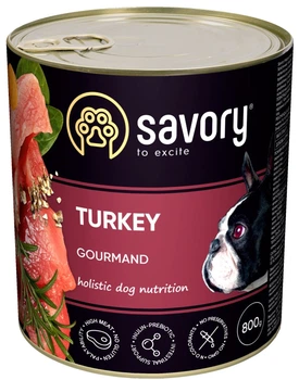 Вологий корм для дорослих собак Savory з індичкою 800 г (30525) (4820232630525)