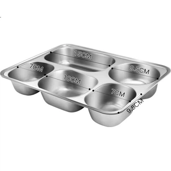 Ланч-бокс Maxcook 304 з нержавіючої сталі, 5 відділень, глибокий товстий розділений лоток для швидкого харчування, ланч-бокс для студентів MCFT725