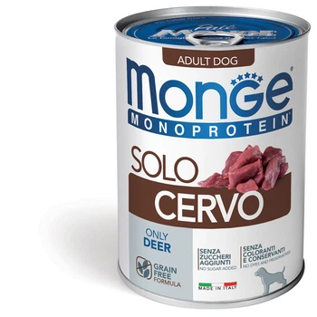 Консервированный корм Monge Monoprotein Dog Solo Only Deer – монопротеиновый паштет с олениной для собак 400 г (70014663)