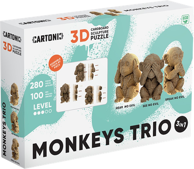 Puzzle 3D Cartonic Trio małpek 280 elementów (4820191135062)