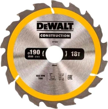 Диск пиляльний DeWalt для дерева 190 мм (5035048095607)