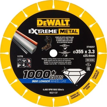 Tarcza diamentowa do metalu DeWalt z otworem montażowym 25.4 mm 355 mm DT40257 (5035048545393)