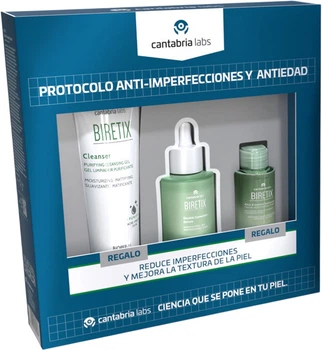 Zestaw kosmetyków do pielęgnacji twarzy Cantabria Labs Biretix Żel Cleanser 75 ml + Tonik Oil Control Solution 30 ml + Serum Double Correction 30 ml (8436574365788)