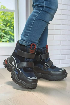Зимние ботинки дутики для мальчика непромокаемые теплые на липучках Waterproof ТОМ М 9550 синие 29 (стелька 18,7см)