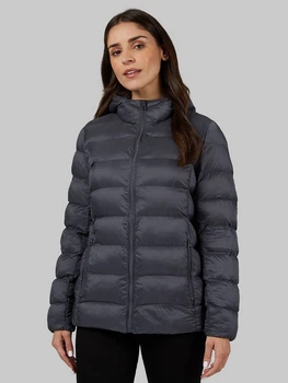 Куртка демисезонная короткая с капюшоном женская 32 Degrees Women's Lightweight Packable Hooded Jacket L0A54(Dark Shadow) 2XL Темно-серая (198384153044)