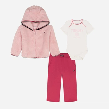 Детский комплект (толстовка + боди + штанишки) для девочки Tommy Hilfiger 162608279 68 см Молочный/Розовый (1159864768)