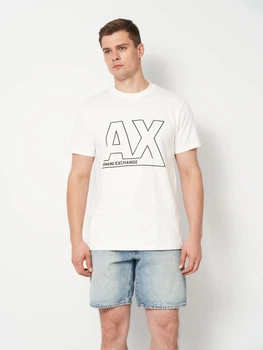Футболка хлопковая длинная мужская Armani Exchange 11786 S Белая (smt2000000048673)