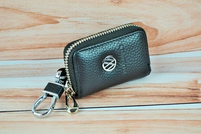 Ключниця Volkswagen з логотипом, шкіра, хромований затискач
