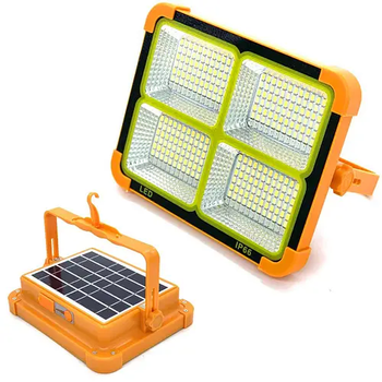 Портативна сонячна батарея Solar led light D8 жовтогаряча 12000 мА·год, USB, Type-C, прожектор 100 Вт