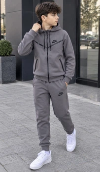 Теплий дитячий спортивний костюм Tech Fleece тринитка на флісі 36 140 см Світло-сірий