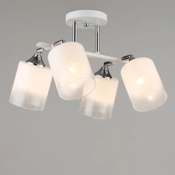 Люстра потолочная Light House SRS-20843/4 белый + хром, плафон белый с прозрачным