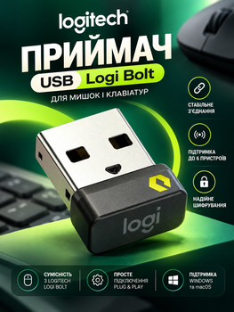 Приемник Logitech Logi Bolt адаптер для мыши и клавиатуры USB Receiver