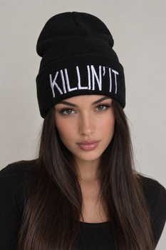 Шапка біні з написом «KILLIN' IT» one size чорний (2r011)