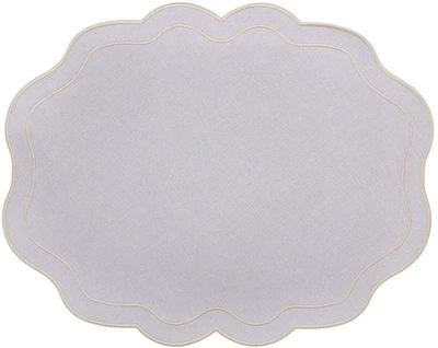 Набір 6 тканинних сервірувальних серветок (плейсмат) "Wave Linen" 40x50см світло-сірі