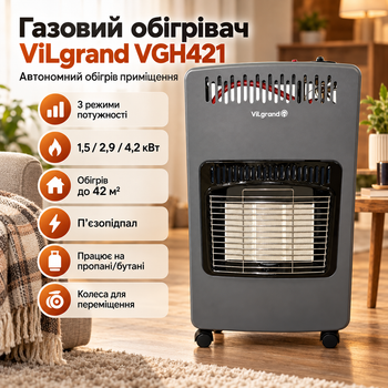 Газовый обогреватель инфракрасный керамический 4,2 кВт до 42 м² для дома гаража офиса и склада