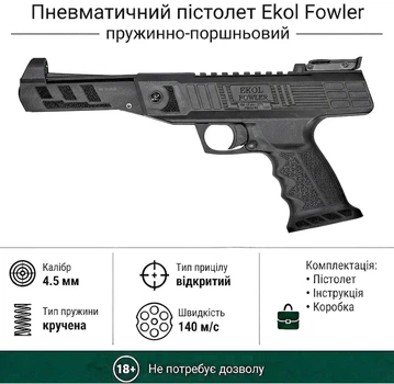 Пневматический пистолет EKOL FOWLER (black)