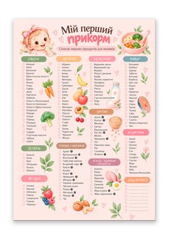 Магнітний планер прикорму рожевий «Мій перший прикорм» А4 з маркером