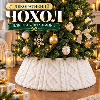 Корзина чехол для новогодней елки. Плюшевая корзина юбка под елку (72×58×23.5 см, белая)