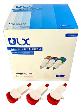 Ланцет безопасный ULX Модель IV 23G/1.8 мм (100 шт) Поток крови - низкий