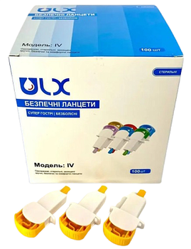 Ланцет безопасный ULX Модель IV 28G/1.8 мм (100 шт) Поток крови - маленький