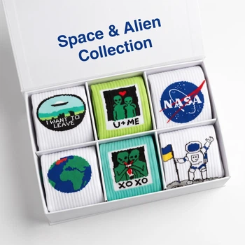 Набір Жіночих Шкарпеток NS – Nosy Stylno Everyday Space & Alien Collection, 6 пар 41-44 Кольорові