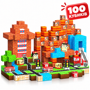 Магнітний конструктор Minecraft Пожежна станція 100 деталей для дітей від 3 років