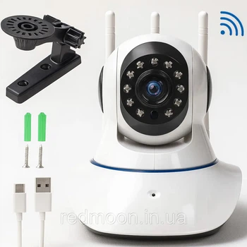 Беспроводная IP WiFi камера видеонаблюдения I-100AG, с ночным видением, датчиком движения и 3 антеннами