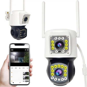 Уличная камера видеонаблюдения с 2 камерами и WiFi, 4MP