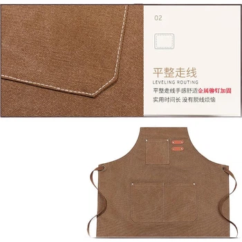 Pinzhide модний полотняний фартух, джинсовий маслостійкий пилонепроникний водонепроникний кухонний ресторанний фартух на талії, потовщений зносостійкий робочий одяг, коричневий водонепроникний