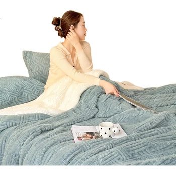 Зимова плюшева ковдра Grace Class A Thickened Fleece Blanket, синя, 1,5*2 м