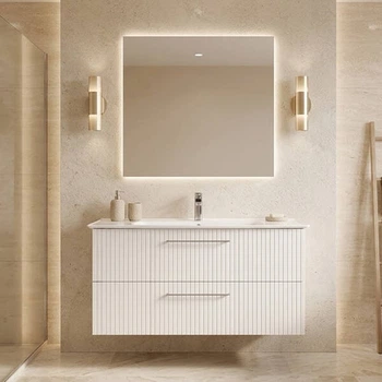 Тумба Creavit E10 E10.LD100.2CK.BYZ консольна білий мат з раковиною Erine 100 см