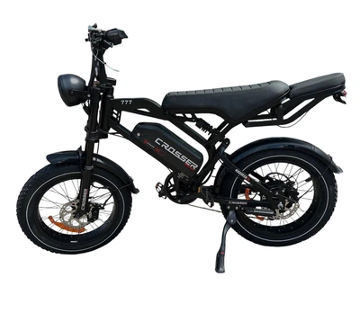 Електровелосипед Crosser 777 чорний 500W 48V 15Ah Fat Bike 20 дюймів до 45 км/год запас ходу 55 км до 150 кг 7 передач LCD гідравліка (664)