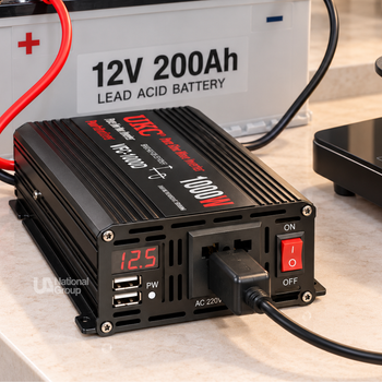 Инвертор преобразователь напряжения 12В–220В UKC 1000W с чистой синусоидой, дисплеем и 2 USB, для резервного питания техники от АКБ 12В, реальная номинальная мощность 600Вт, пиковая 1200Вт, RB-299